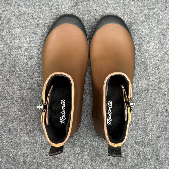 Madewell Zip-Up Lugsole Rain Boots Women's‎ Size 8 Brown Rubber Waterproof Shoes - Picture 8 of 12